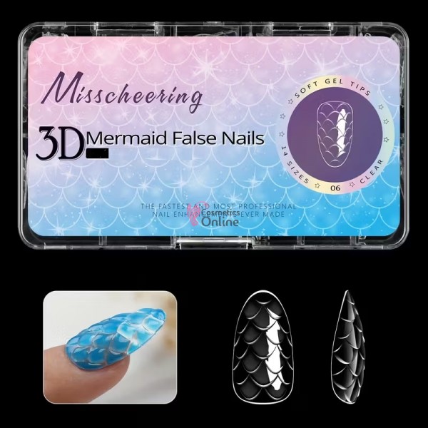 Tipsuri Diamond Mermaid Gel 120 bucati Transparente TPS34-06 Ovale